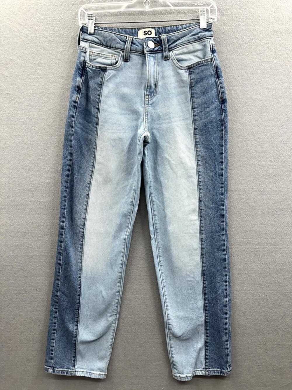 SO Two Tone Jeans Size 3/26W Juniors High Rise 90s Straight Leg Retro Denim